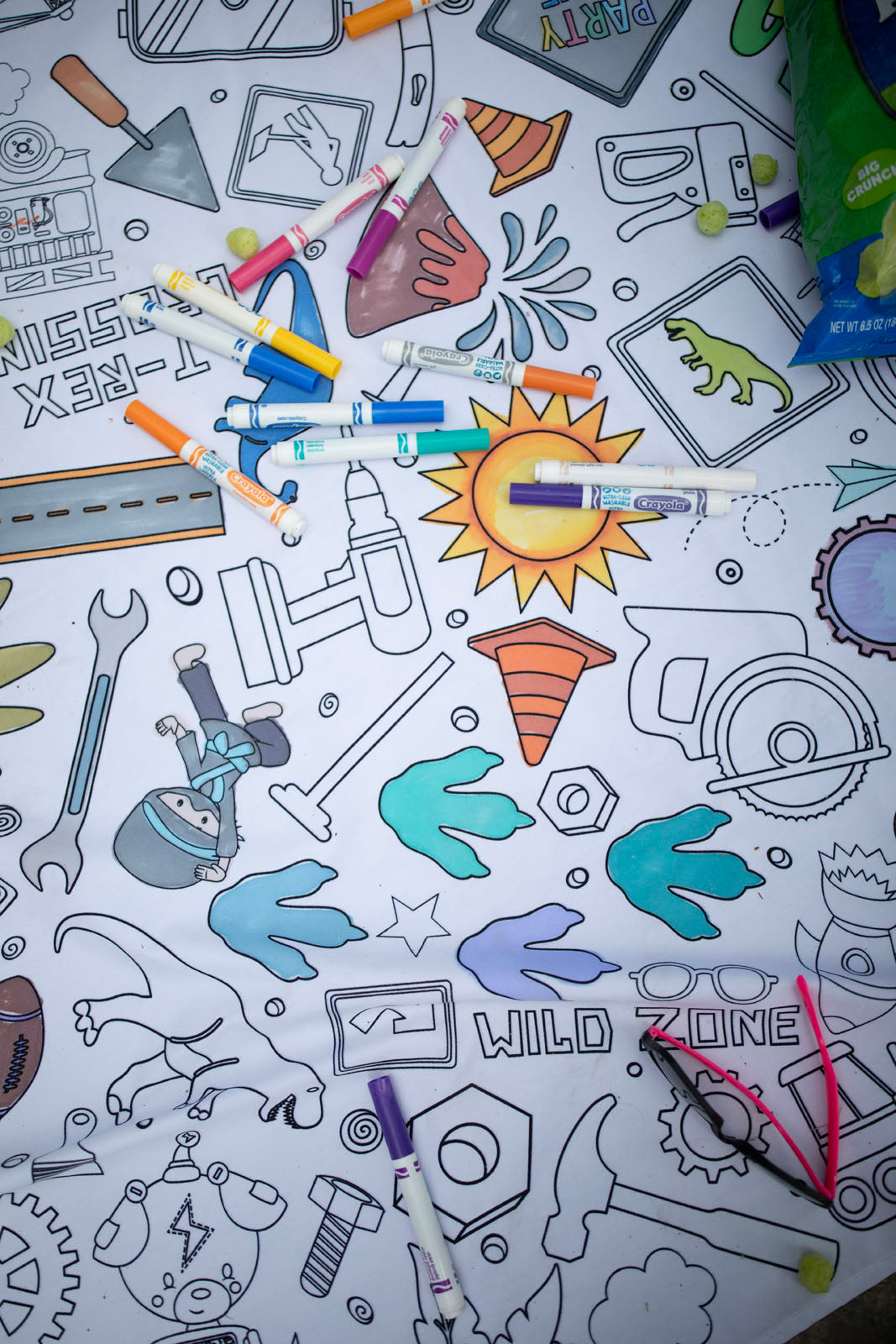 All Things Boy Washable Fabric Coloring Tablecloth | Reusable Art