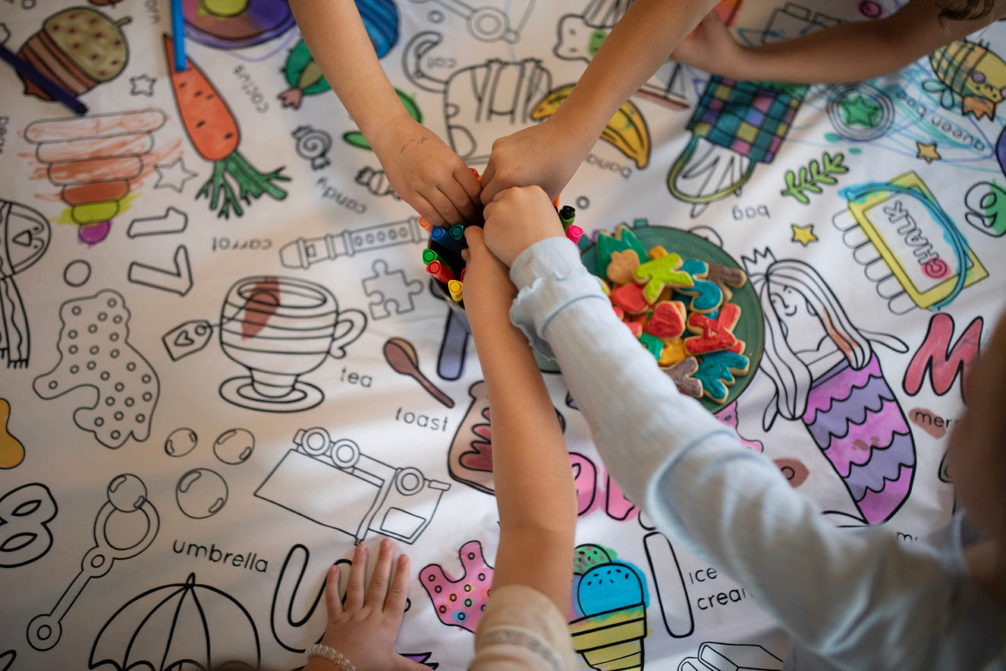 Preschool Washable Fabric Coloring Tablecloth | Reusable Activity