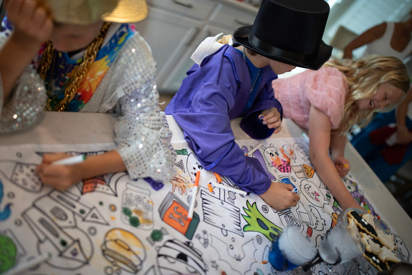 Halloween Washable Fabric Coloring Tablecloth | Reusable Every Year