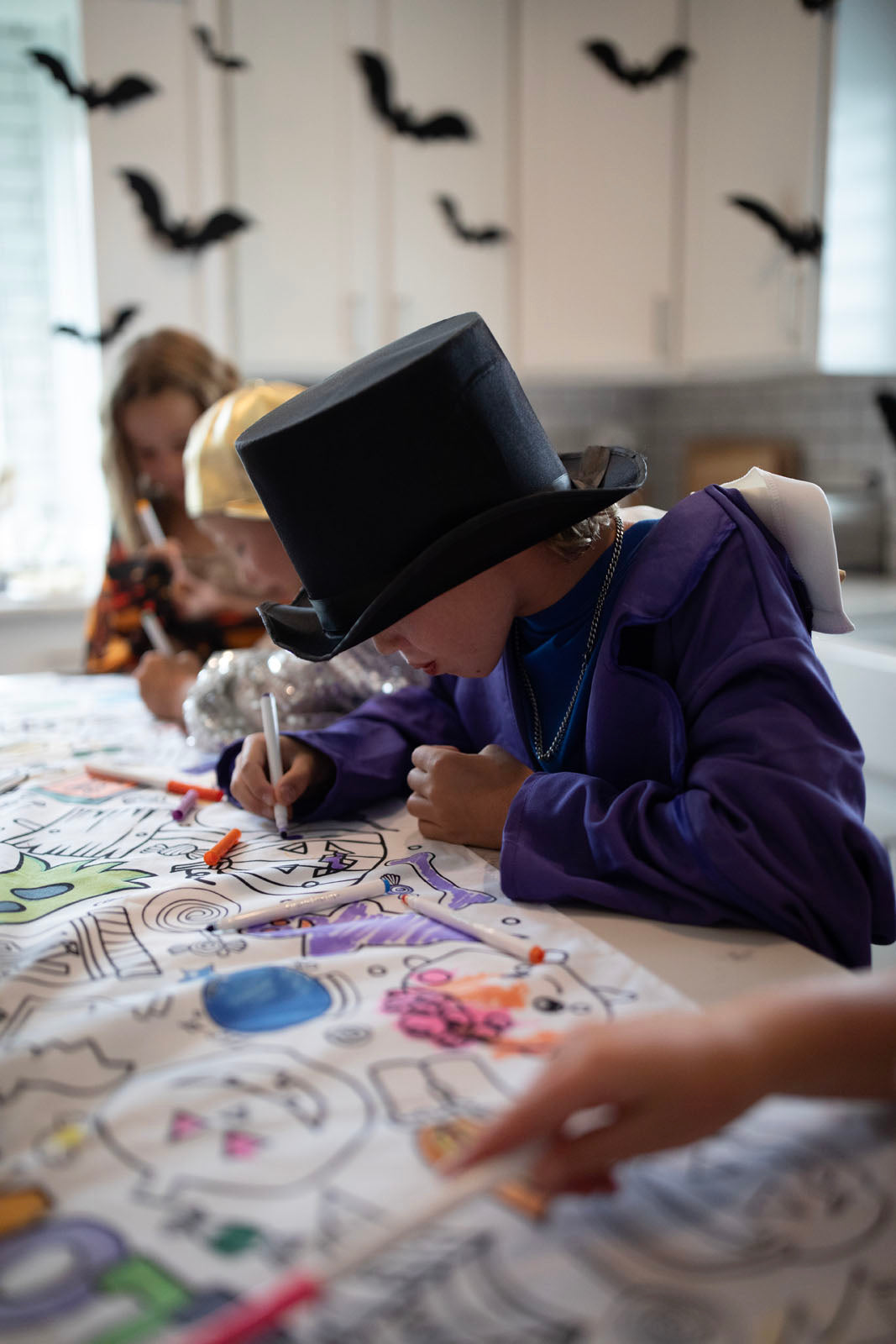Halloween Washable Fabric Coloring Tablecloth | Reusable Every Year