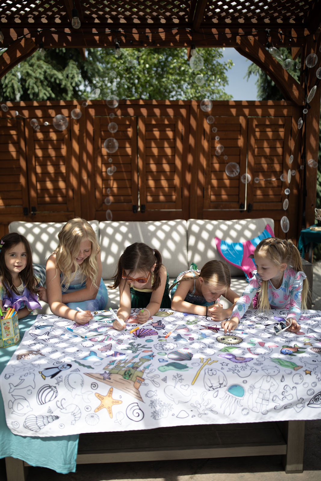 Under the Sea Washable Fabric Coloring Tablecloth | Reusable Activity