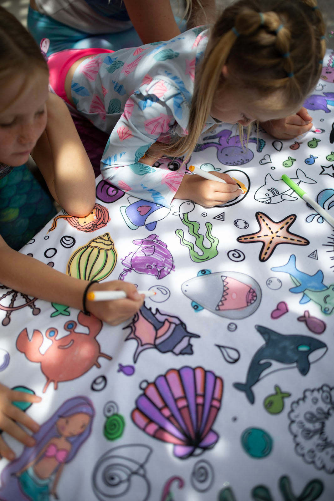 Under the Sea Washable Fabric Coloring Tablecloth | Reusable Activity