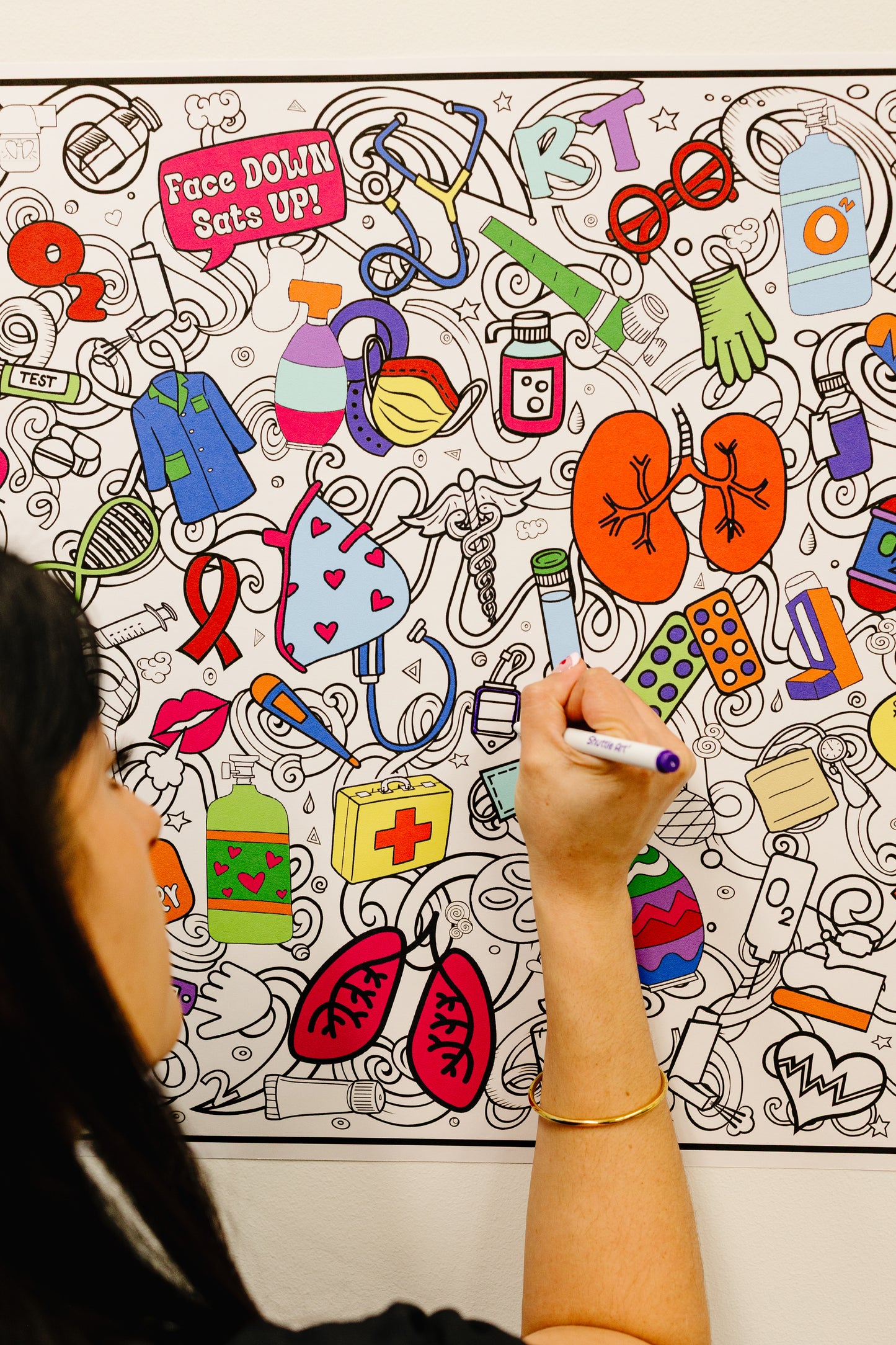 PERSONALIZED Respiratory Therapy Coloring Poster - Pulmonary Rehab Week Celebrations, Group coloring Poster