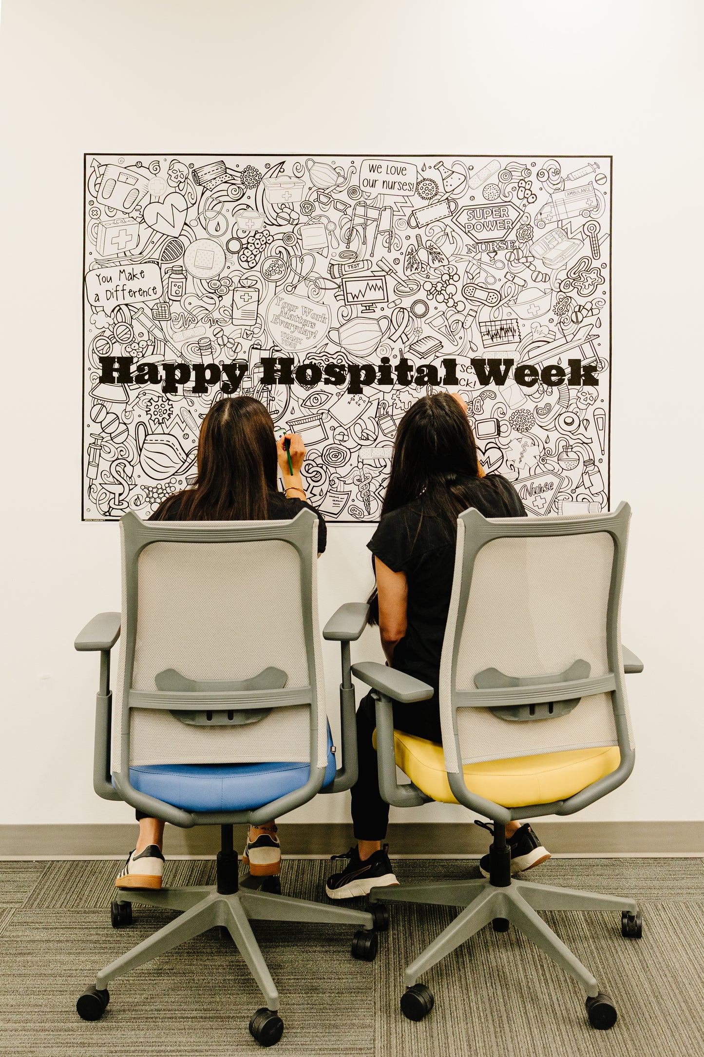 Medical Coloring Poster for Health Education - Hospital Week Team Wellness Activity