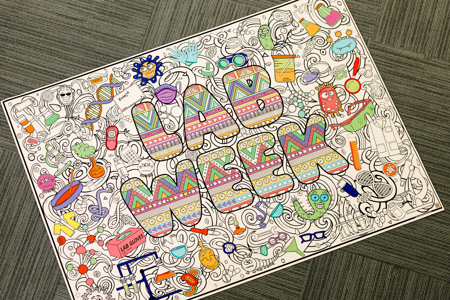 Lab Week Giant Coloring Poster – Medical Laboratory Appreciation Wall Art, Large Group Coloring Activity for Lab Staff & Healthcare Teams