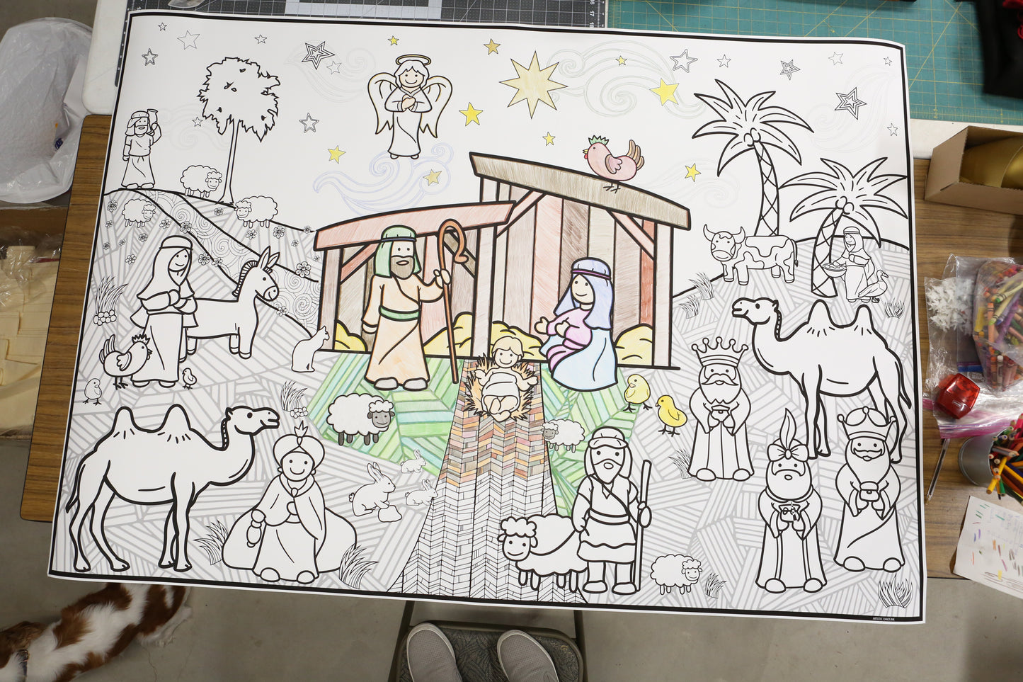 Huge Christmas Nativity Coloring Poster | Religious Christmas Activity