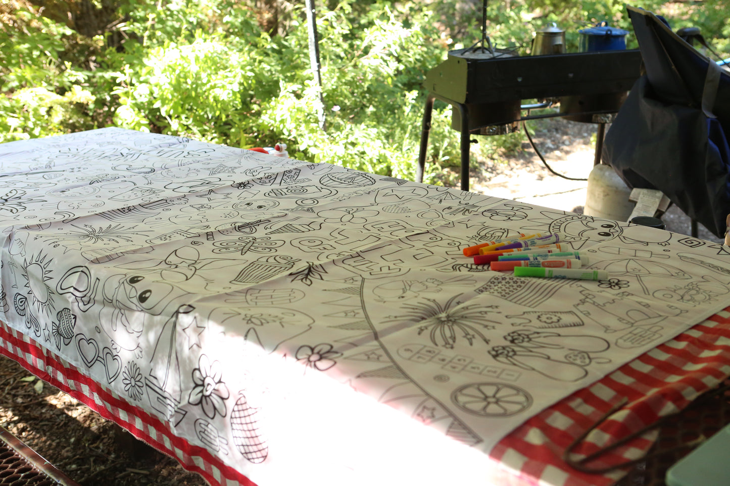 Summer Washable Coloring Tablecloth-Washable Reusable Coloring Tablecloth for kids and families. Color, Wash, and Reuse