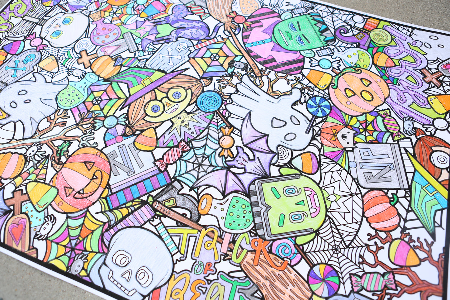 Halloween Costume Party Giant Coloring Poster – Large Halloween Wall Art, Family & Group Coloring Activity for Parties & Celebrations