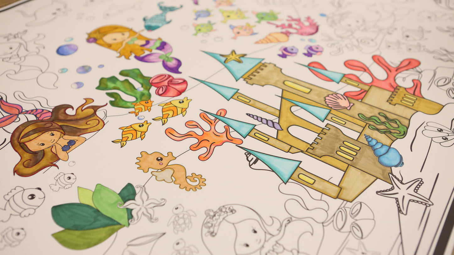 Personalized Mermaid Giant Coloring Poster | Magical Activity
