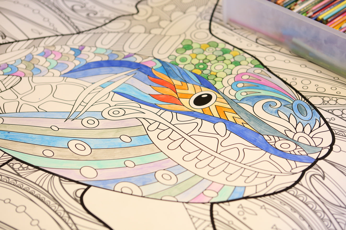 Personalized Giant Shark Coloring Poster | Group Coloring