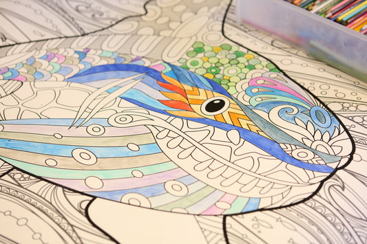 Personalized Giant Shark Coloring Poster | Group Coloring