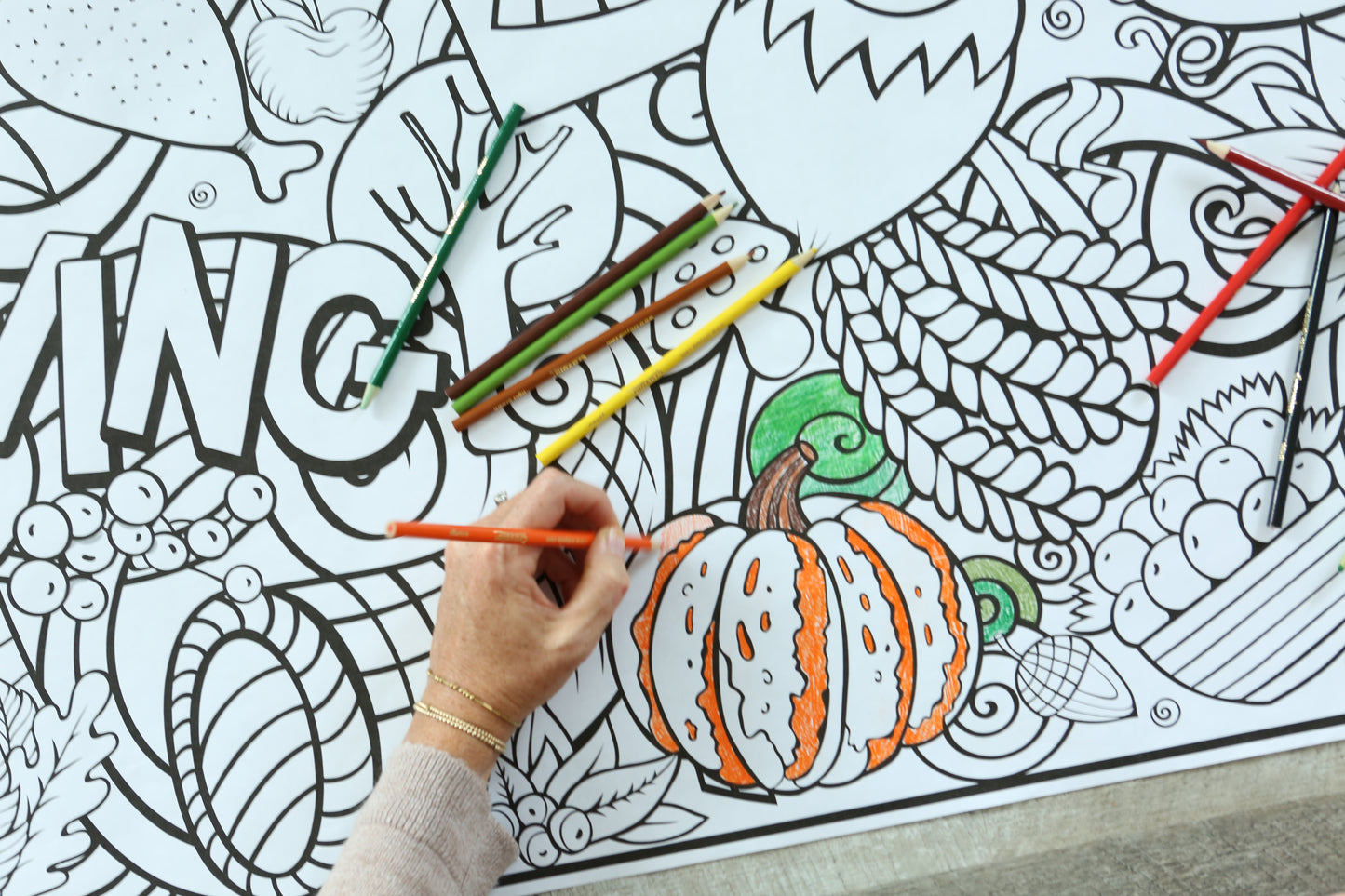 Thanksgiving Day Gobble Gobble (All around coloring) Everyday Event Poster and Banner | Large Coloring & Activity Poster for Celebrations, Kids, and Gatherings