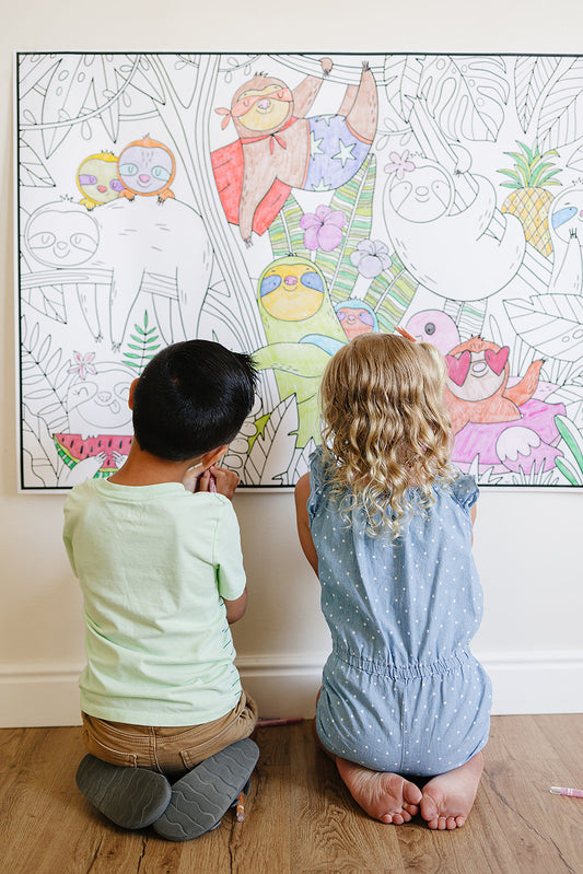 Personalized Giant Silly Sloths Coloring Poster | Fun Coloring