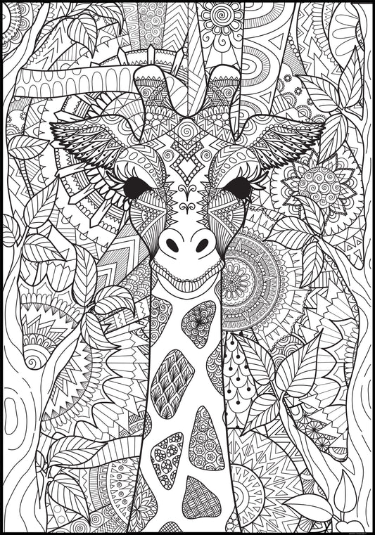 Personalized Giraffe Giant Coloring Poster | Collaborative Coloring