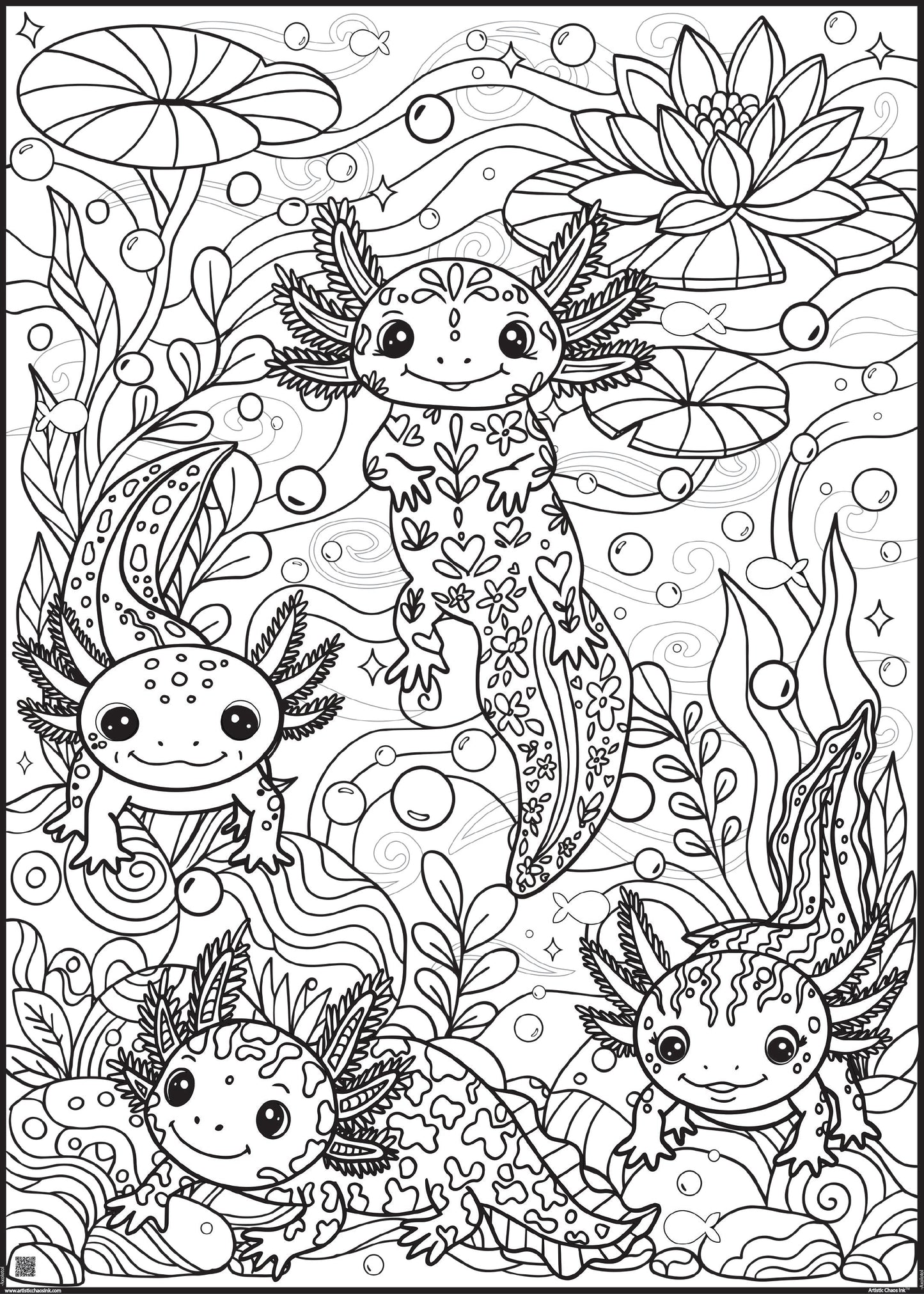 Axolotl Premium Giant Coloring Poster | Large Group Coloring Activity