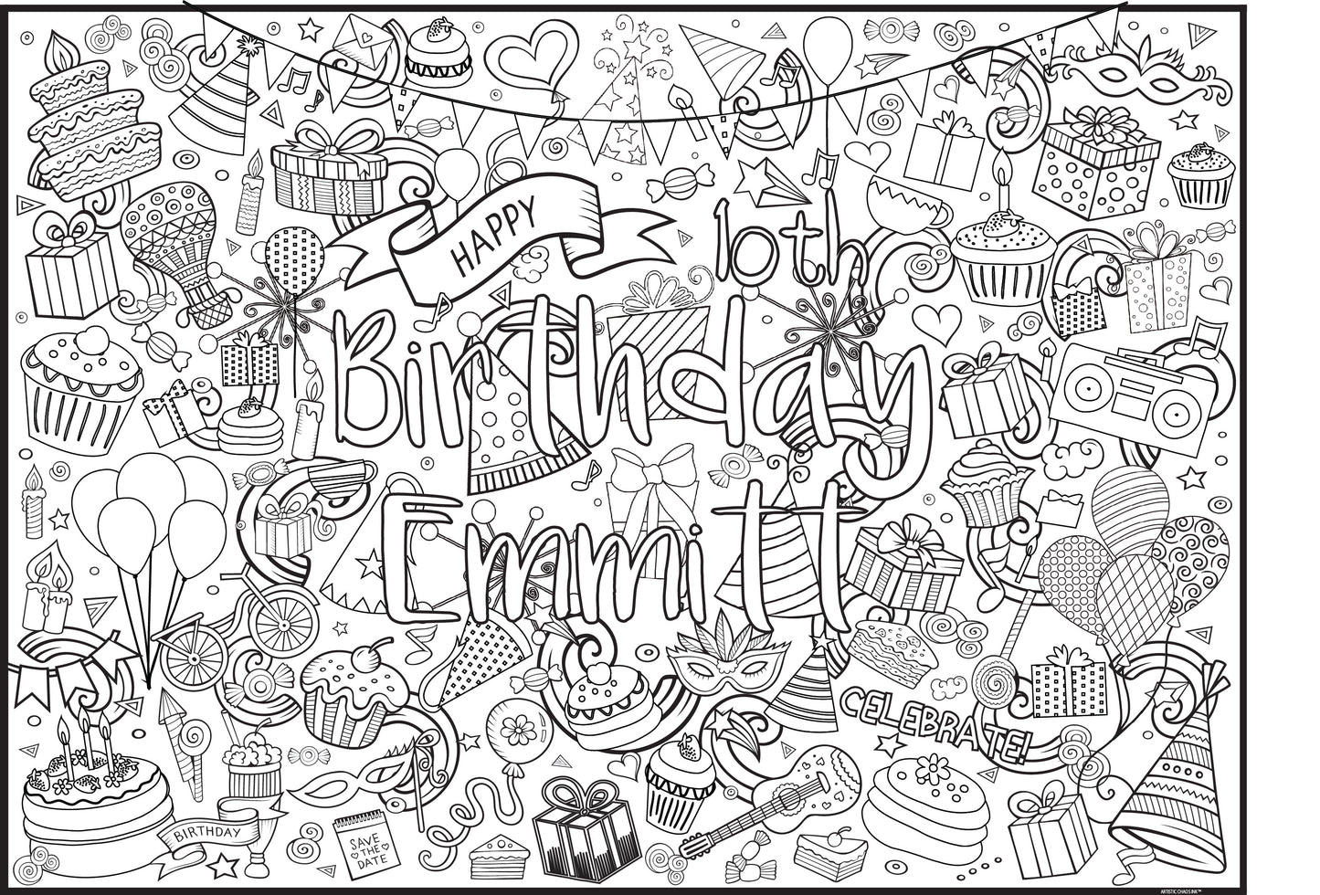 Birthday Giant Coloring Poster - Large Celebration Design for Large Groups or Individual Coloring Joy