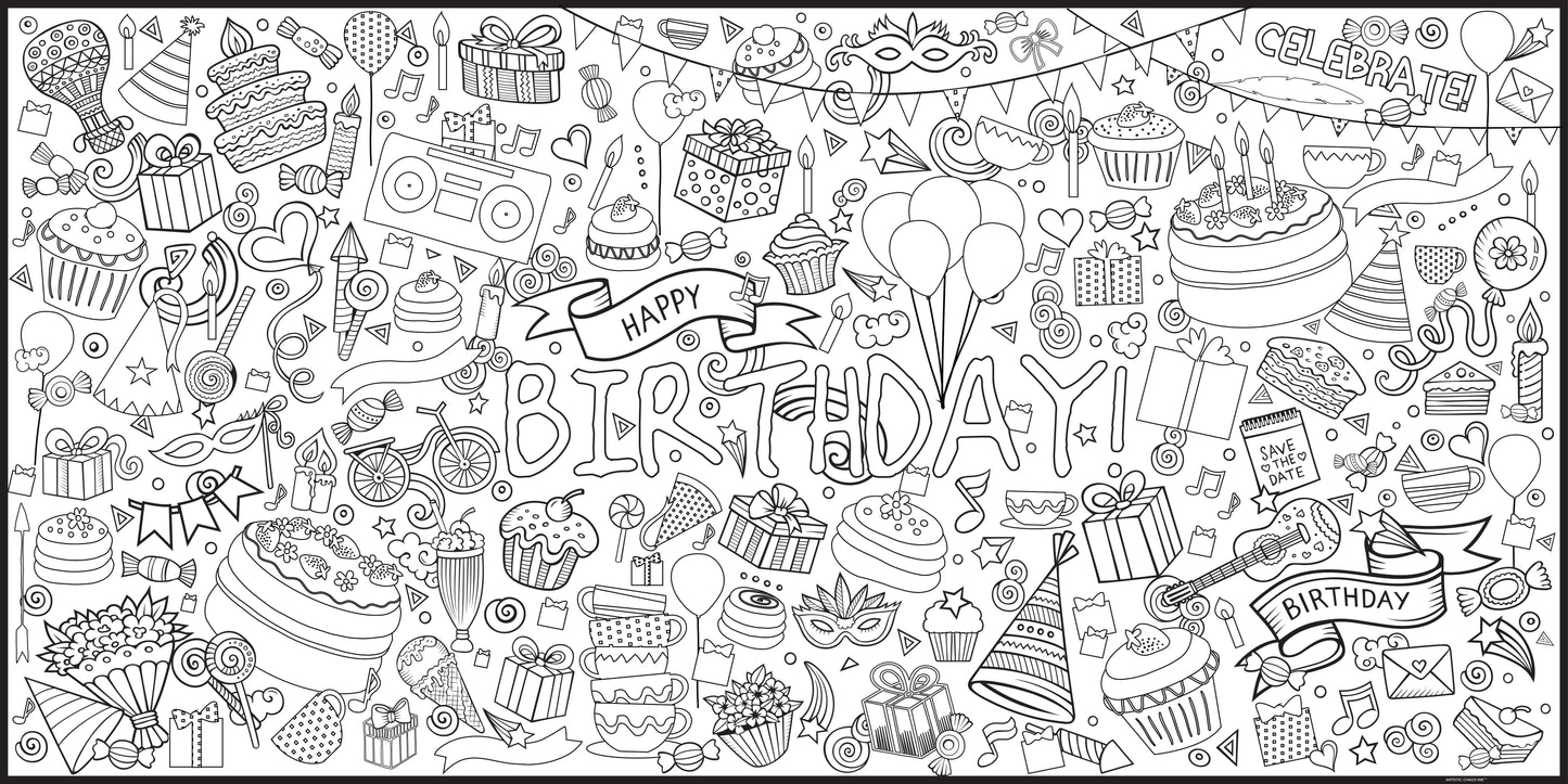 Birthday Coloring Table Runner for Kids