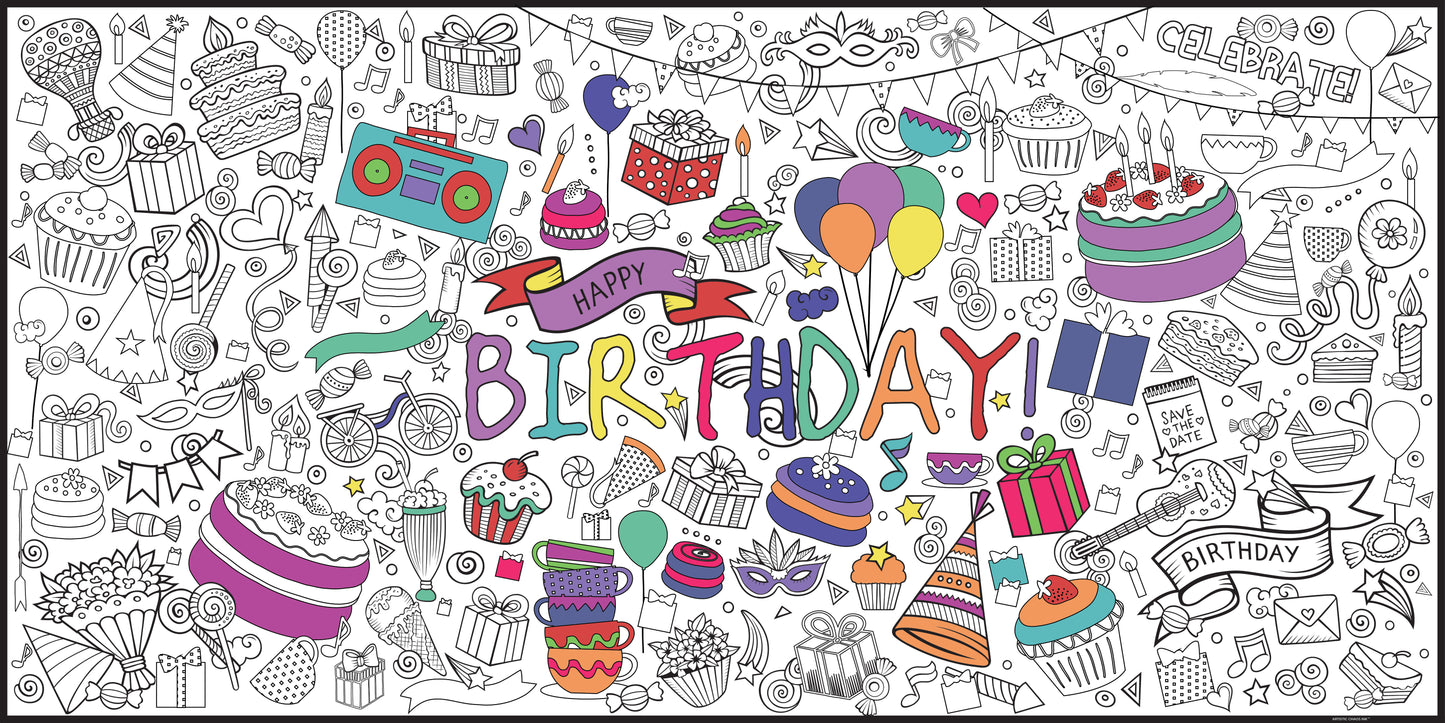 Birthday Coloring Table Runner for Kids