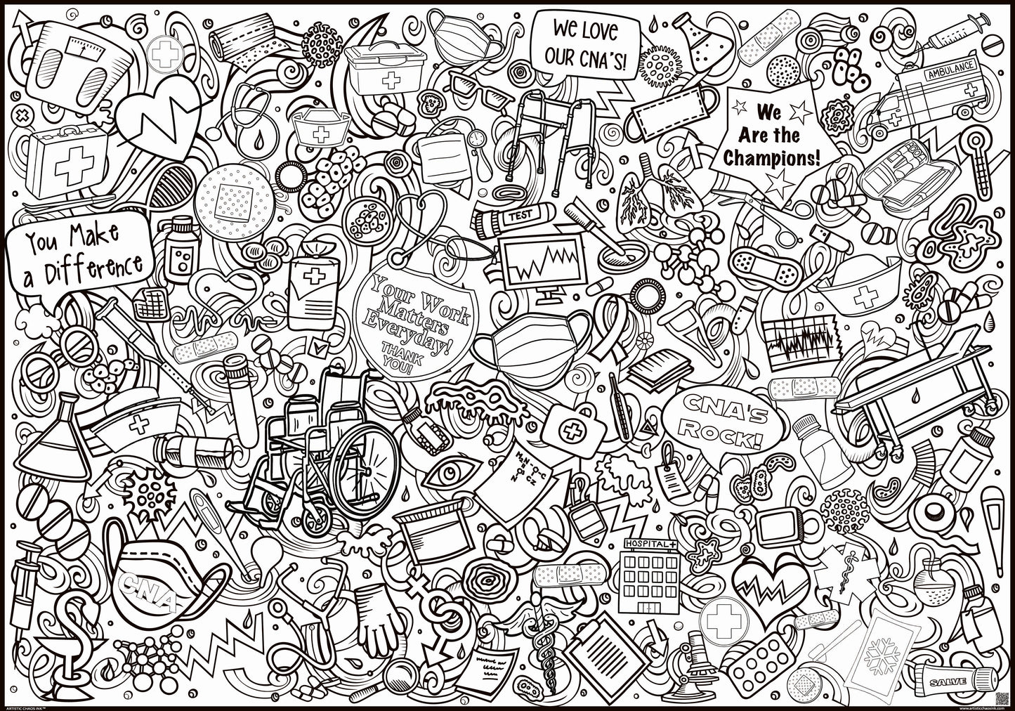 Oversized CNA Coloring Poster | CNA Appreciation Week Group Activity