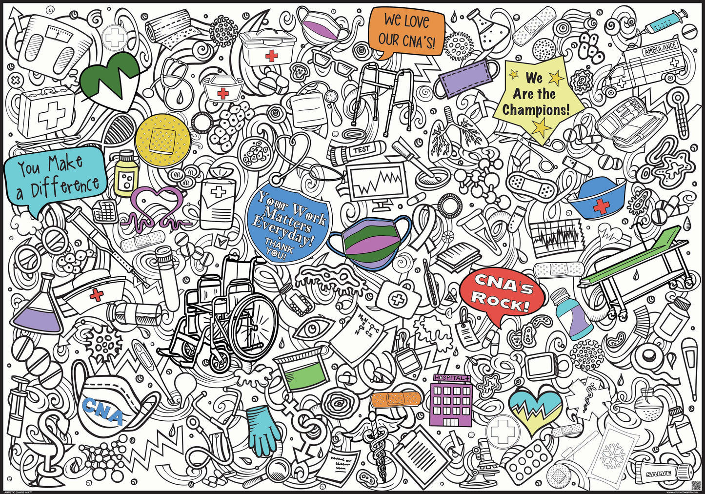 Oversized CNA Coloring Poster | CNA Appreciation Week Group Activity