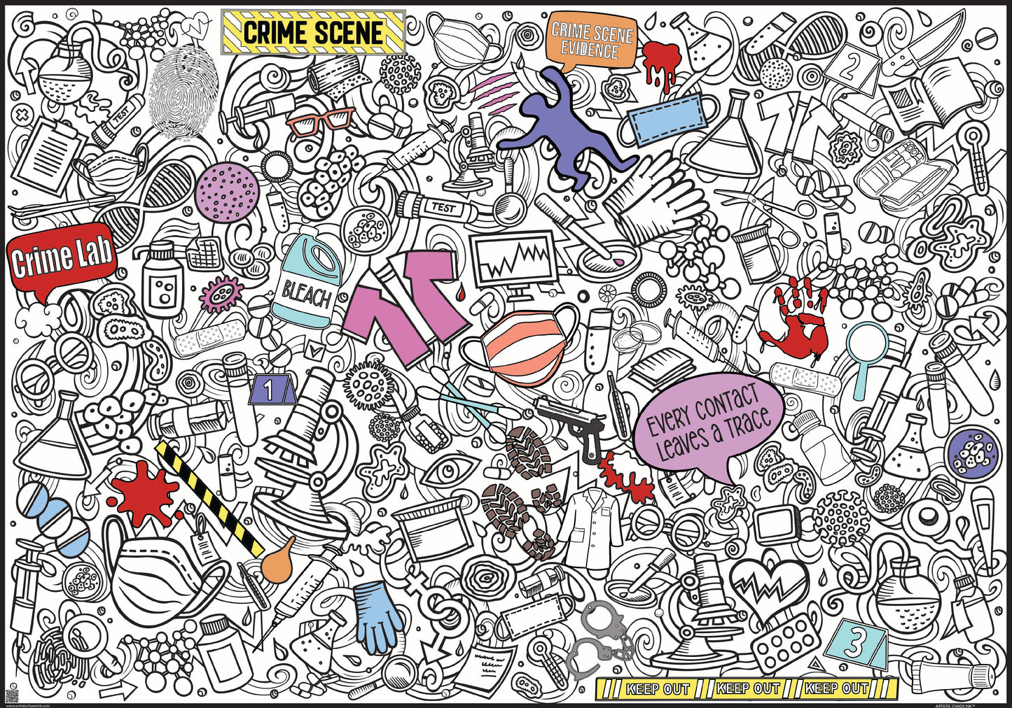 PERSONALIZED Crime Lab Giant Coloring Poster - Forensics Lab Week Celebrations Coloring Activity