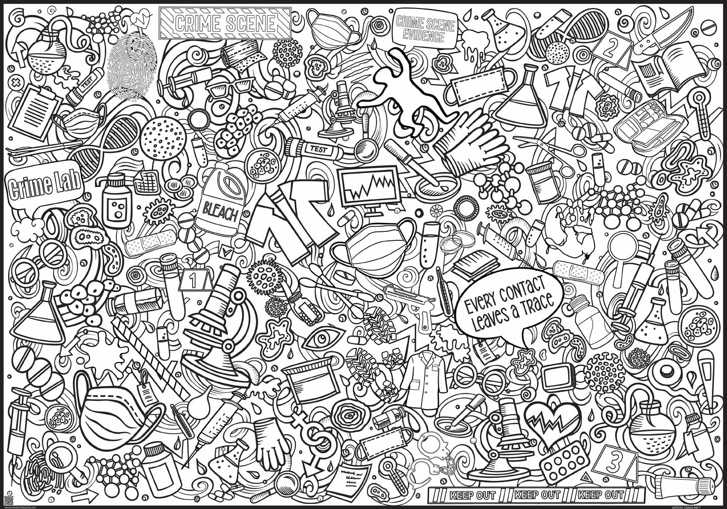 PERSONALIZED Crime Lab Giant Coloring Poster - Forensics Lab Week Celebrations Coloring Activity