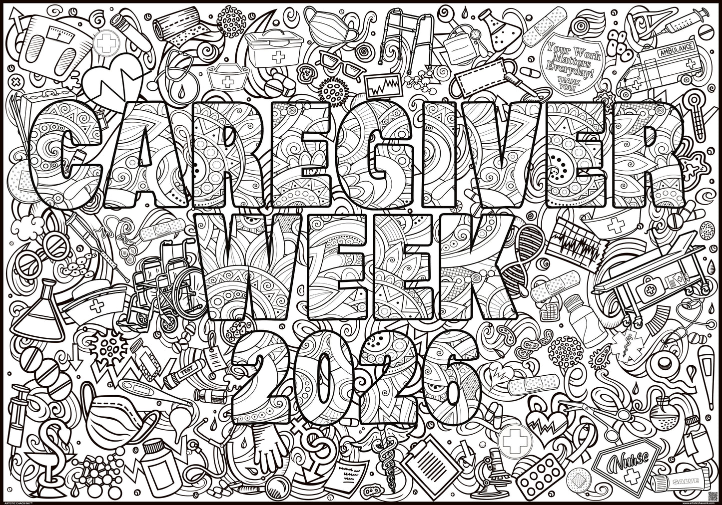 Giant 2026 Nurses Week Coloring Poster | Caregivers Coloring Poster