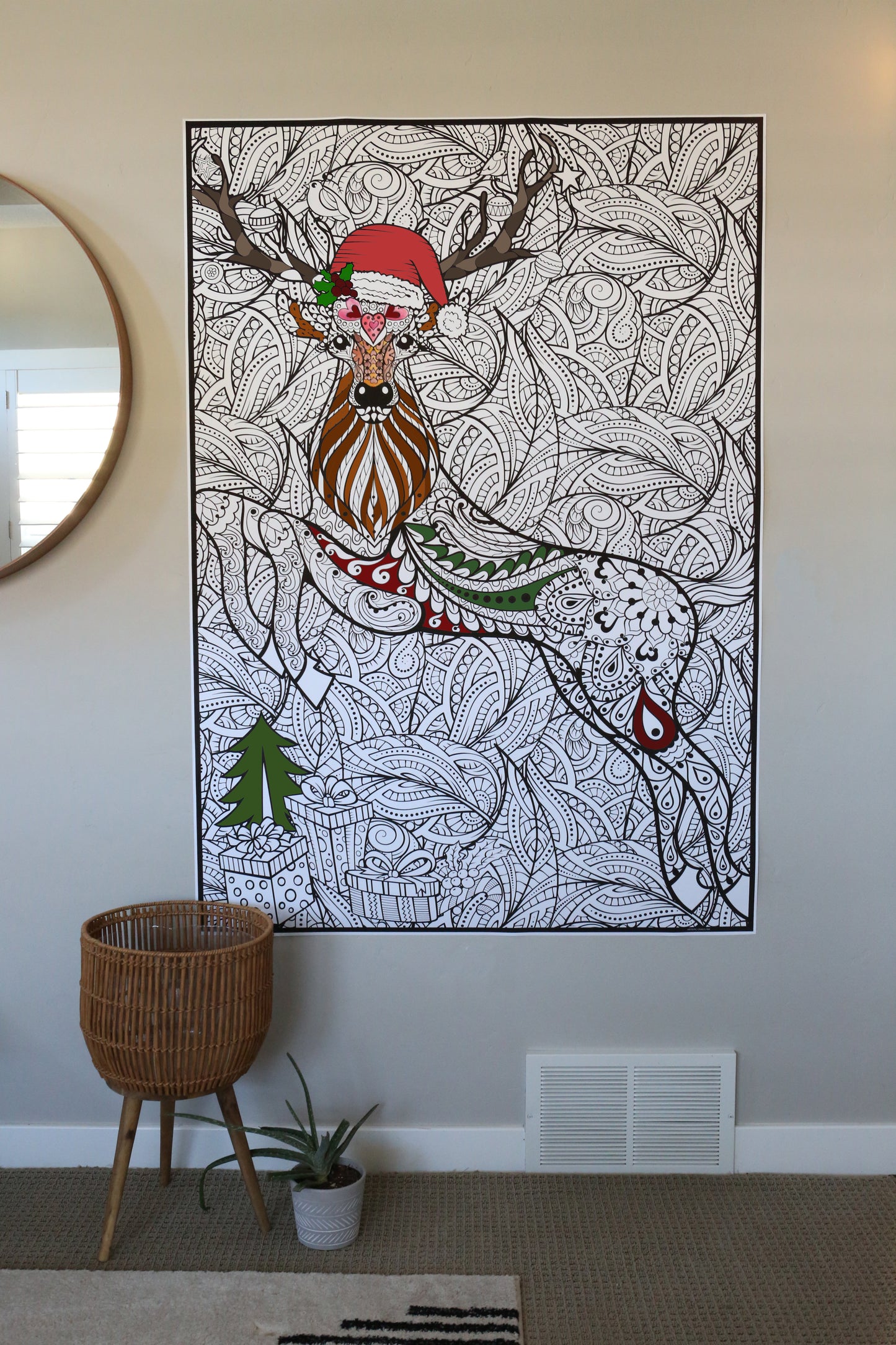 Premium Giant Christmas Deer Coloring Poster