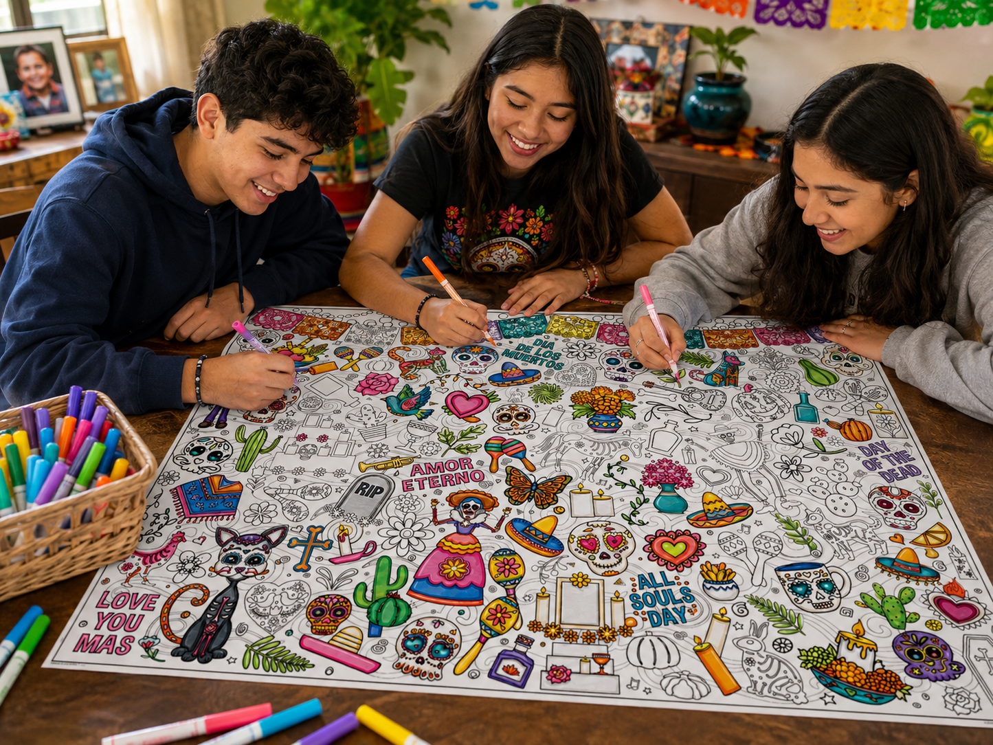 Dia de los Muertos Premium Giant Coloring Poster | Large Group Coloring Activity