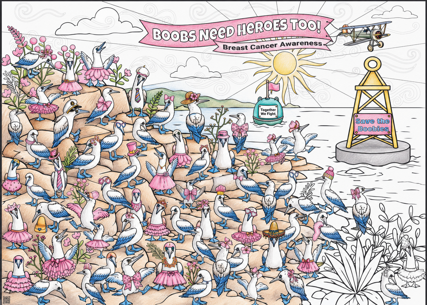 PERSONALIZED Breast Cancer Awareness Coloring Poster | Group Fun