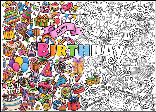 Giant Birthday Coloring Poster | Huge Happy Birthday Coloring Poster
