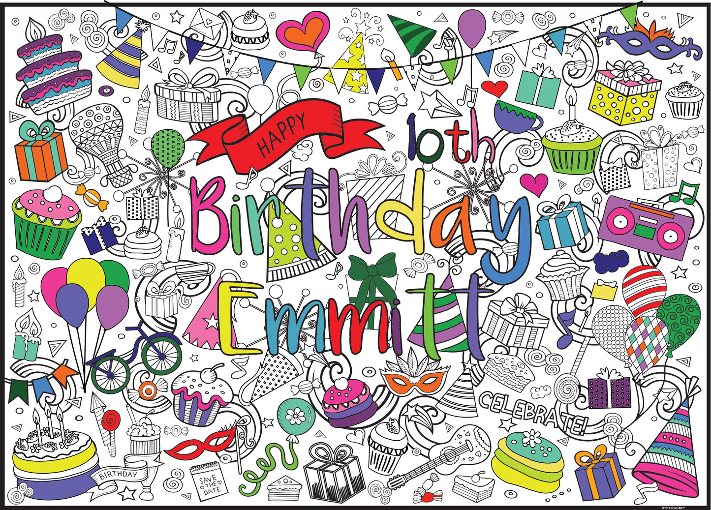 Birthday Giant Coloring Poster - Large Celebration Design for Large Groups or Individual Coloring Joy