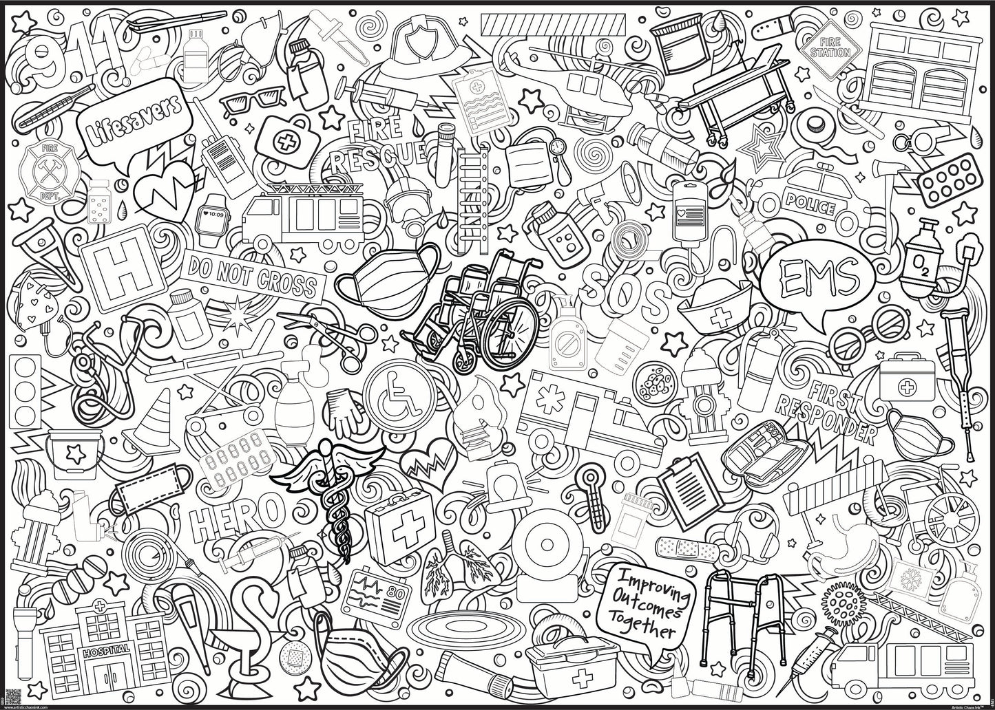 Giant EMS Week Coloring Poster | Emergency Service Teams