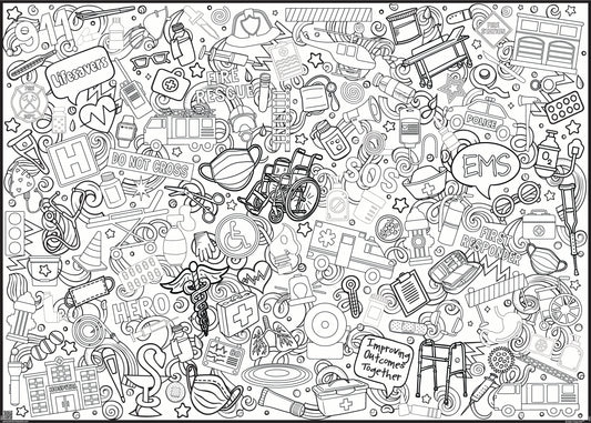 Giant EMS Week Coloring Poster | Emergency Service Teams