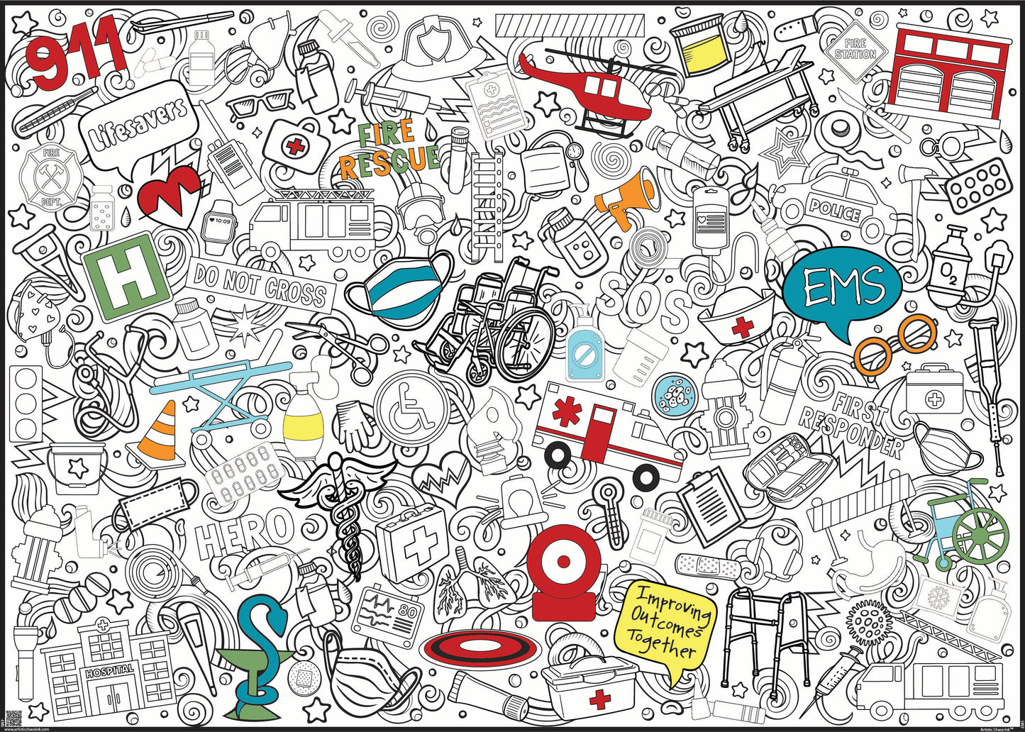 Giant EMS Week Coloring Poster | Emergency Service Teams