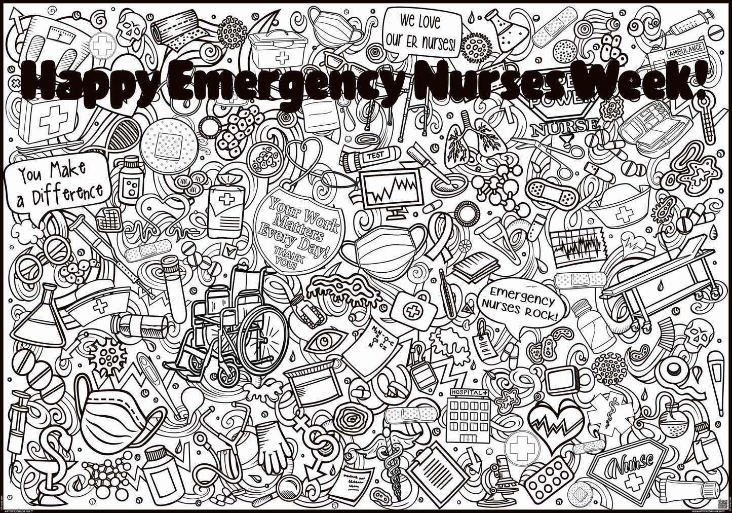 Giant ER NURSE WEEK Coloring Poster | Emergency Nurse Poster