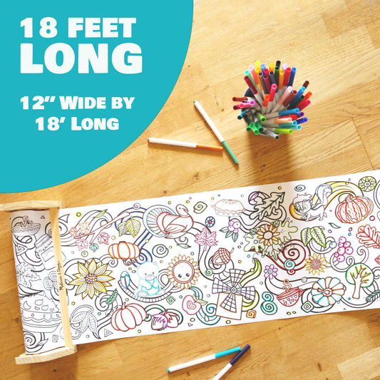 Fall and Thanksgiving Coloring Roll | 18 ft Family Coloring Activity