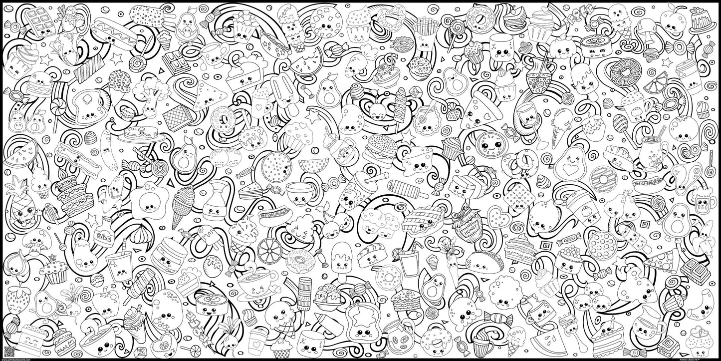 Classic Food with Fun Faces Coloring Poster