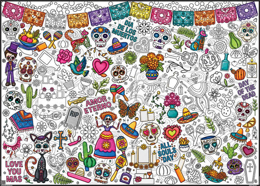 GIANT Dia de los Muertos Premium Coloring Poster | Large Group Coloring Activity