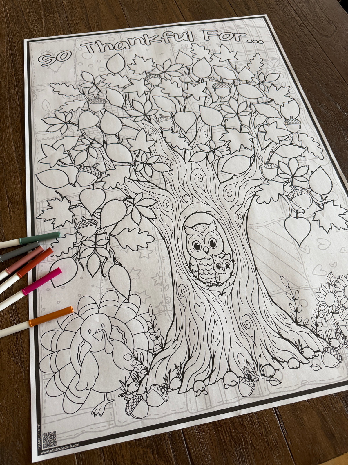 Thankful, Thanksgiving, Tree, Owl, turkey, Leaves, 