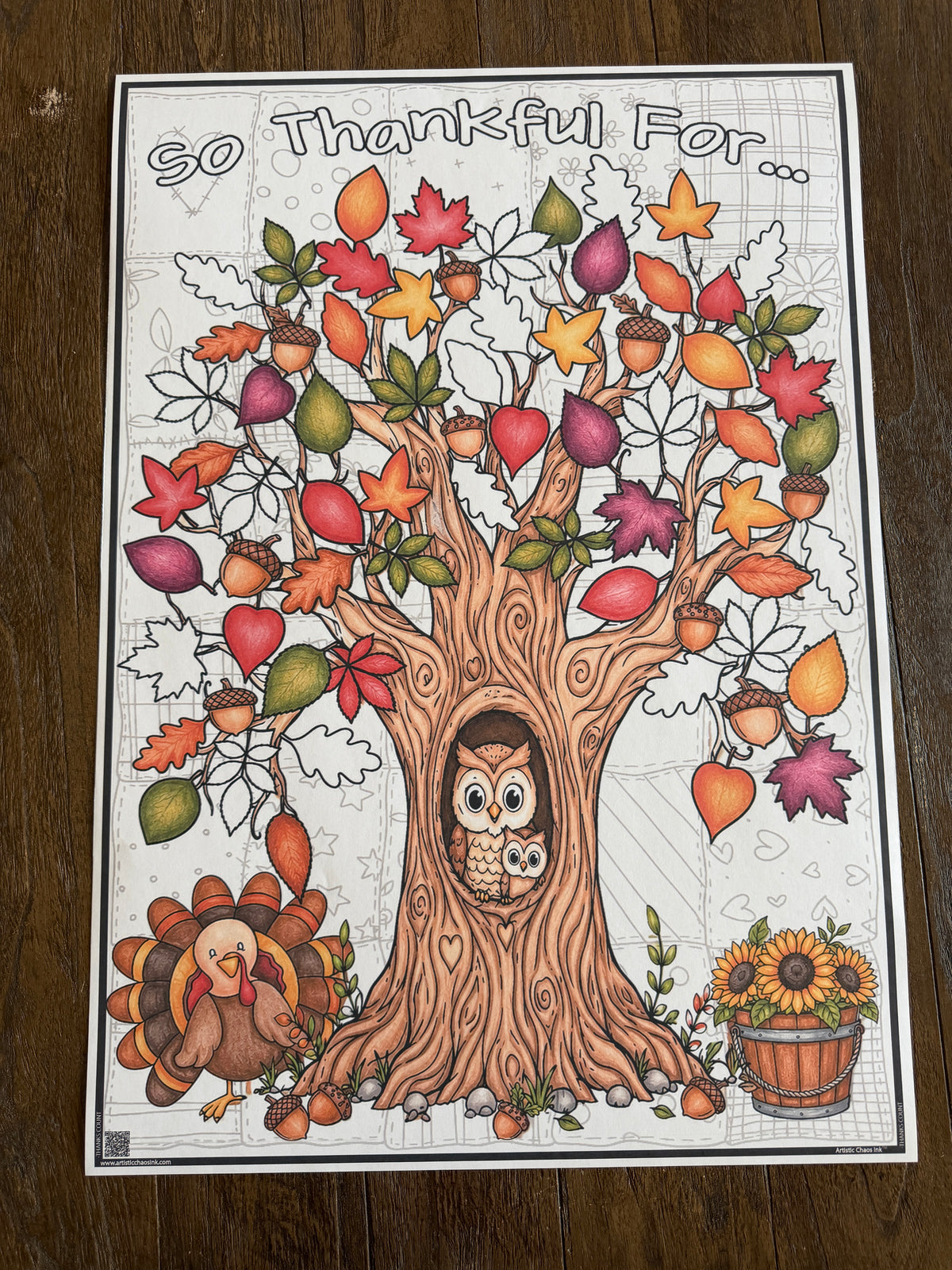 Thankful, Thanksgiving, Tree, Owl, turkey, Leaves, 