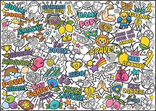 Kick Kid's Cancer Coloring Poster | Childhood Cancer Awareness