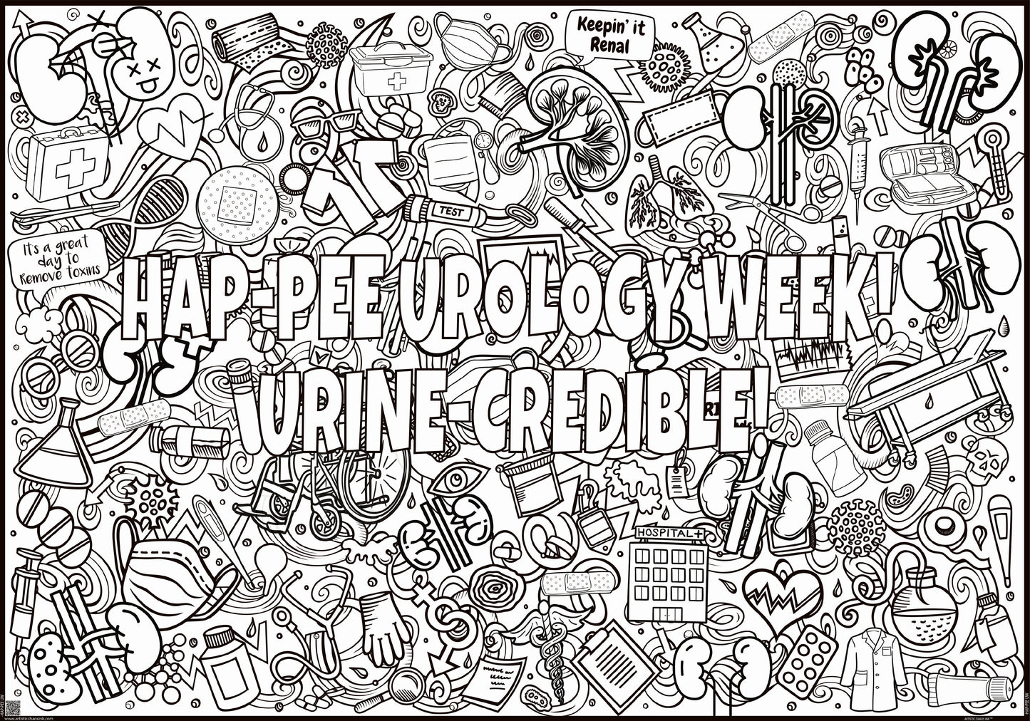 Giant Kidney Coloring Poster | Urology Week Poster