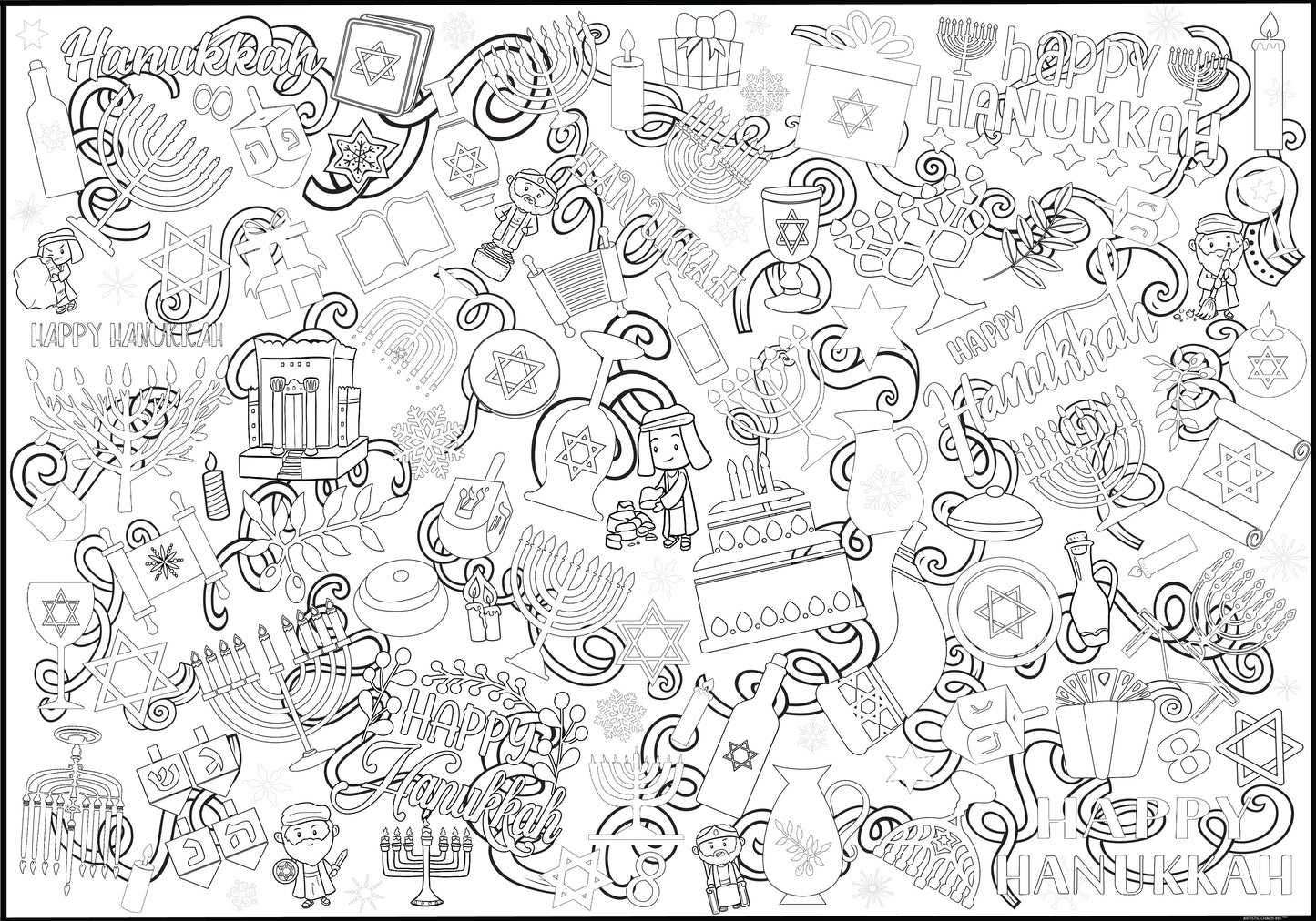Hanukkah Coloring Poster - Giant Poster for Holiday