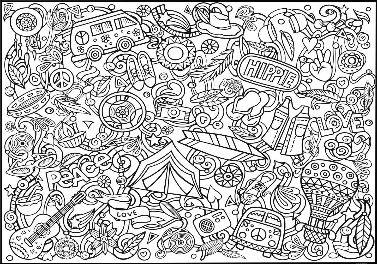 Premium Giant Hippie Coloring Poster
