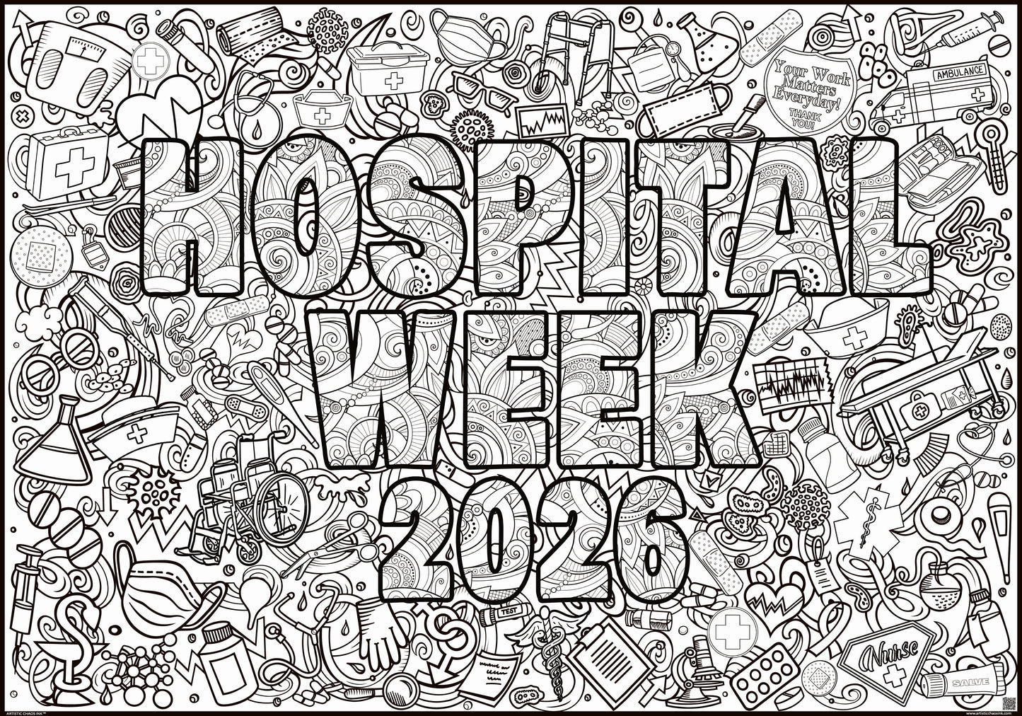 Giant Hospital Week Coloring Poster for Groups