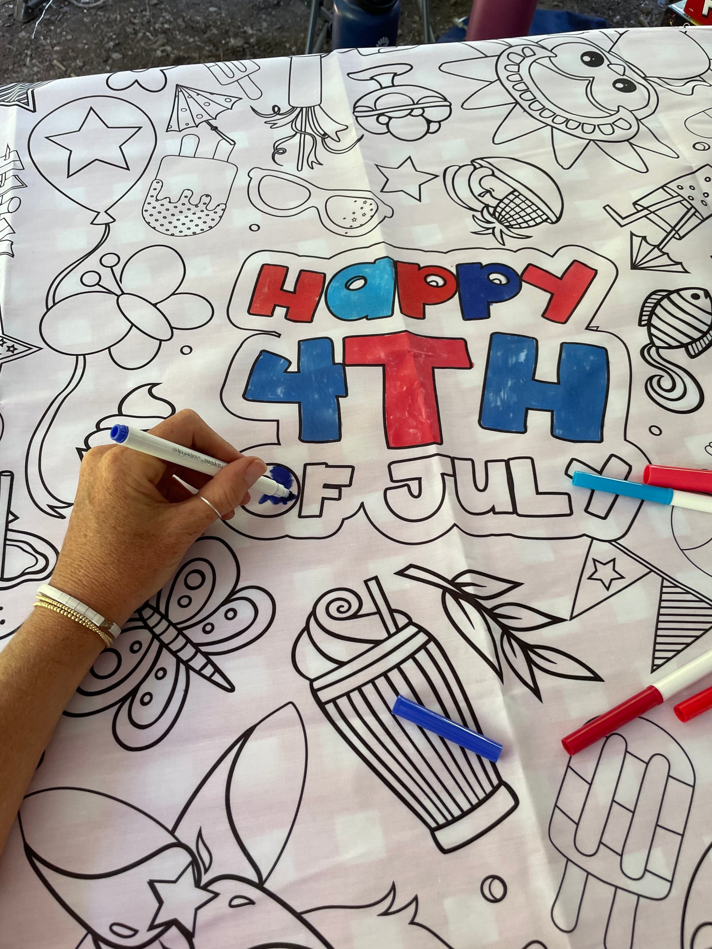 Summer Washable Coloring Tablecloth-Washable Reusable Coloring Tablecloth for kids and families. Color, Wash, and Reuse