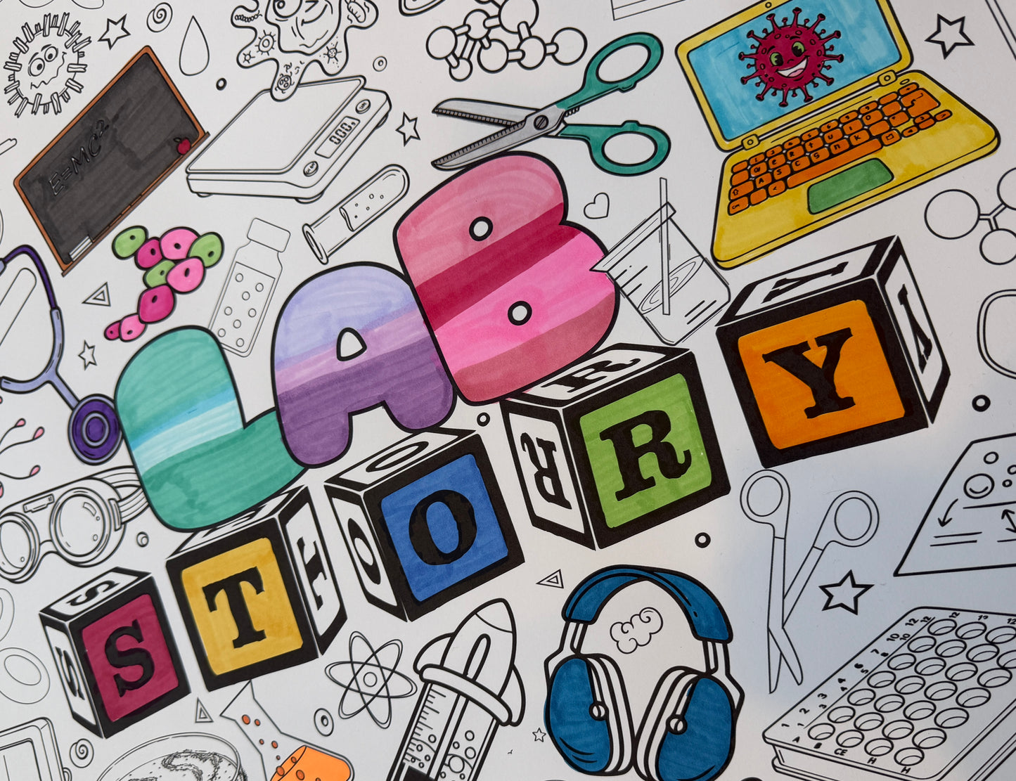 Lab Story 2026 Lab Week Giant Coloring Poster - Hours of Team Building Fun while Coloring and Connecting.