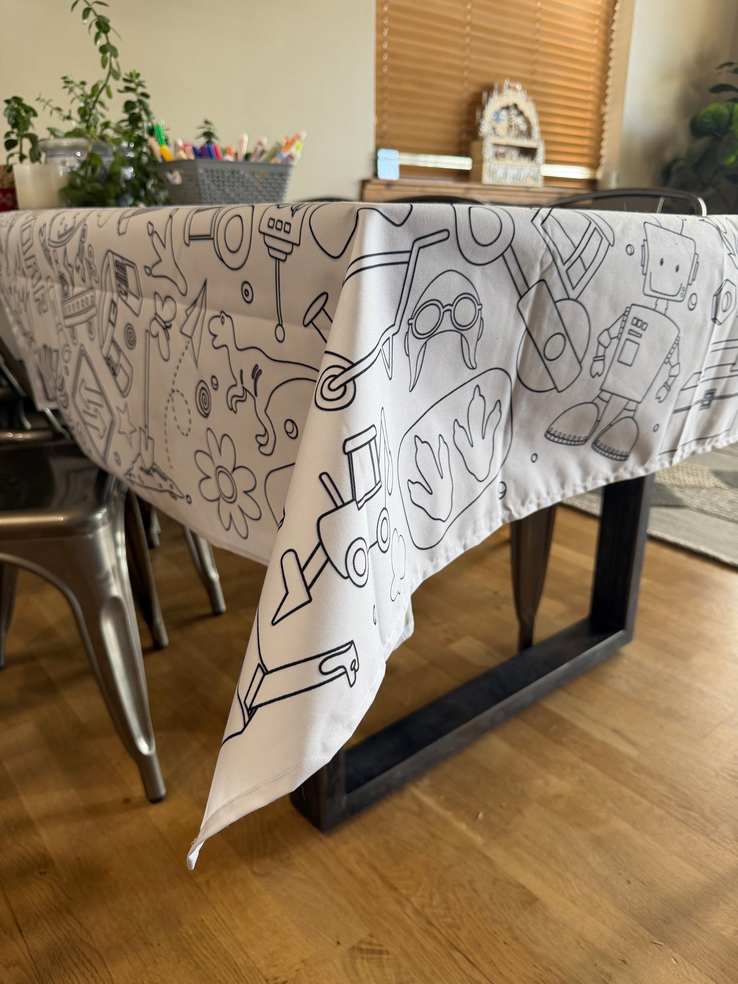 All Things Boy Washable Fabric Coloring Tablecloth | Reusable Art