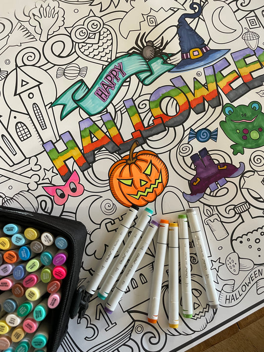 Halloween Giant Coloring Poster – Large Halloween Wall Art, Family & Group Coloring Activity for Parties & Celebrations
